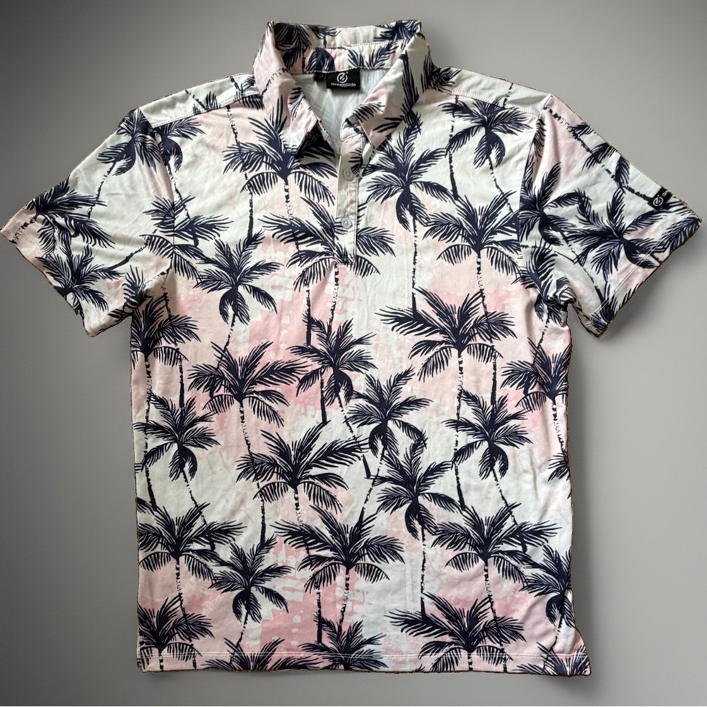 GreenSide Short Sleeve Polo Shirt Multi Color Palm Tree Logo Stretch Medium JBHS